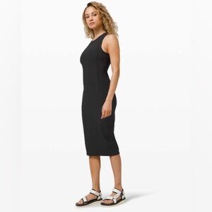 Lululemon Brunch and Back Ribbed Midi Back Cut Out Dress Blk Sz 2 Style W1CKDS